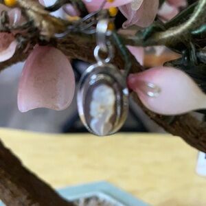 Vintage sterling mop abalone cameo pendent